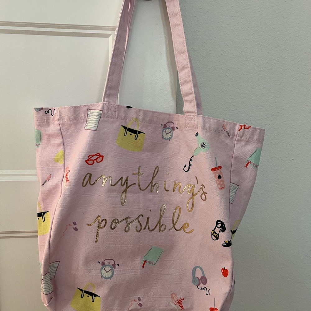 Kate Spade Pink Tote Bag Anything’s Possible with Gold Accents